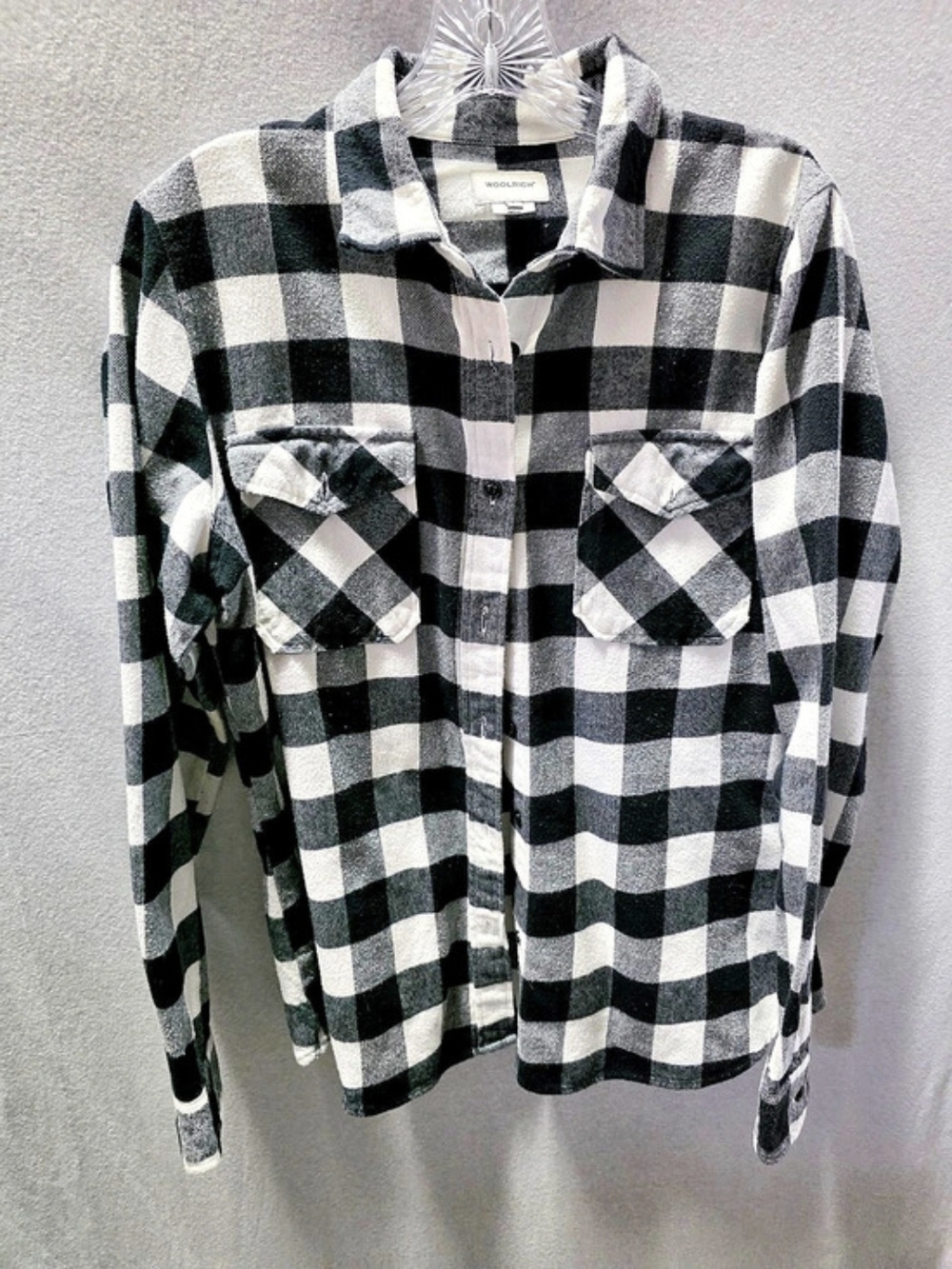 Woolrich Archive Pattern Buffalo Check Flannel Shirt Black & White Large